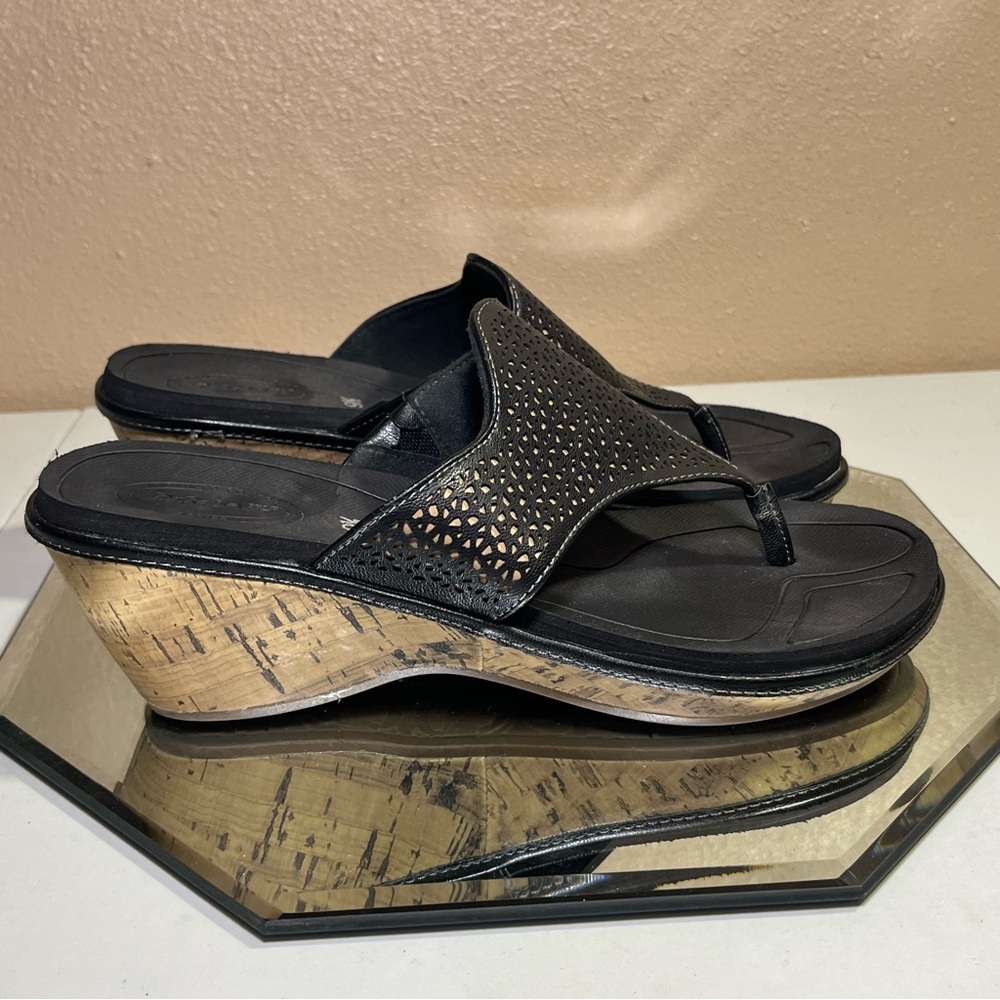 Dr. Scholls Black Wedge Sandals, Size 9.5